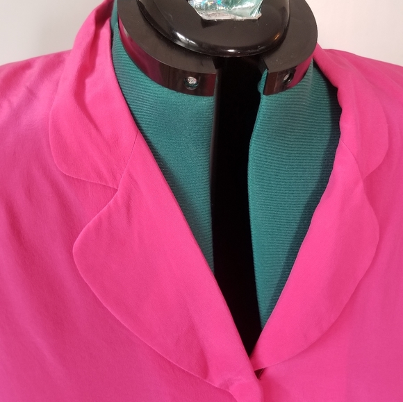 Vintage Hot Pink Silk Blouse by Liz Claiborne Barbiecore 12 - Picture 5 of 8